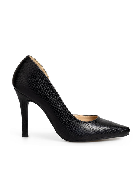 Zapatilla Picuda Negra Grabada 25420